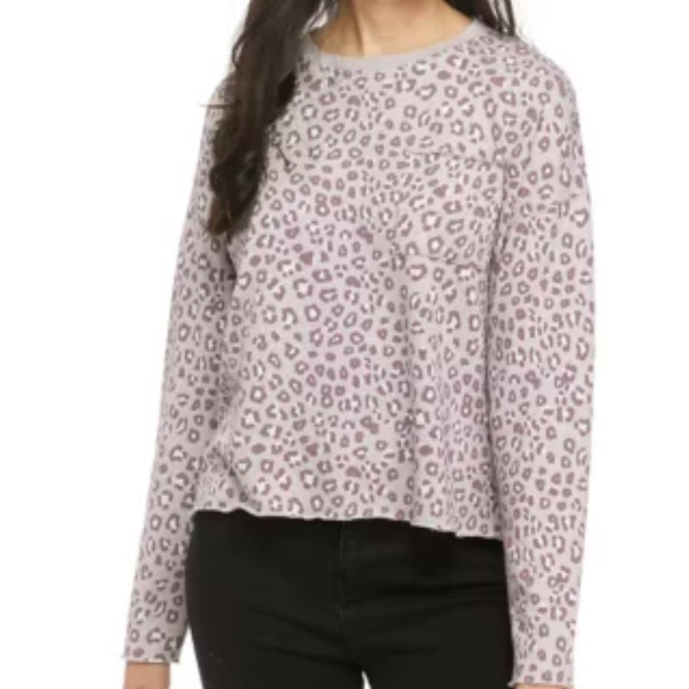 NEW w/ Tags! True Craft Large Light Purple Lilac Leopard Sweatshirt Good Vibes